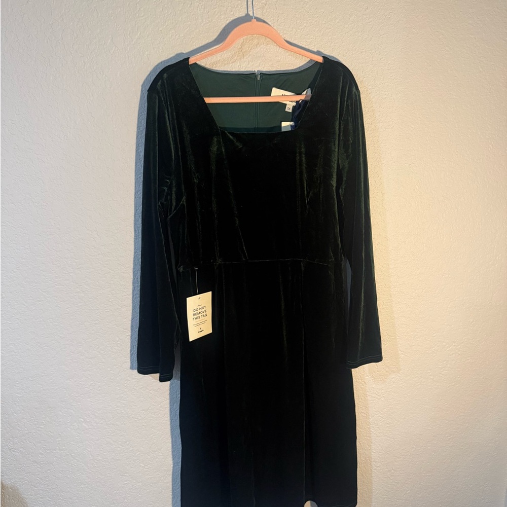 JessaKae Forest Green Velvet Long Sleeve Dress